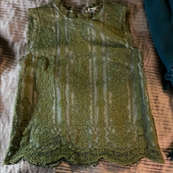 Green Lace Sleeveless Top Sundance Medium - Picture 3 of 11